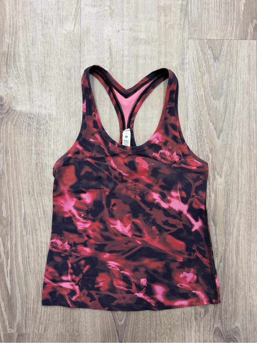 lululemon athletica Red and Black Abstract Racerback Tank